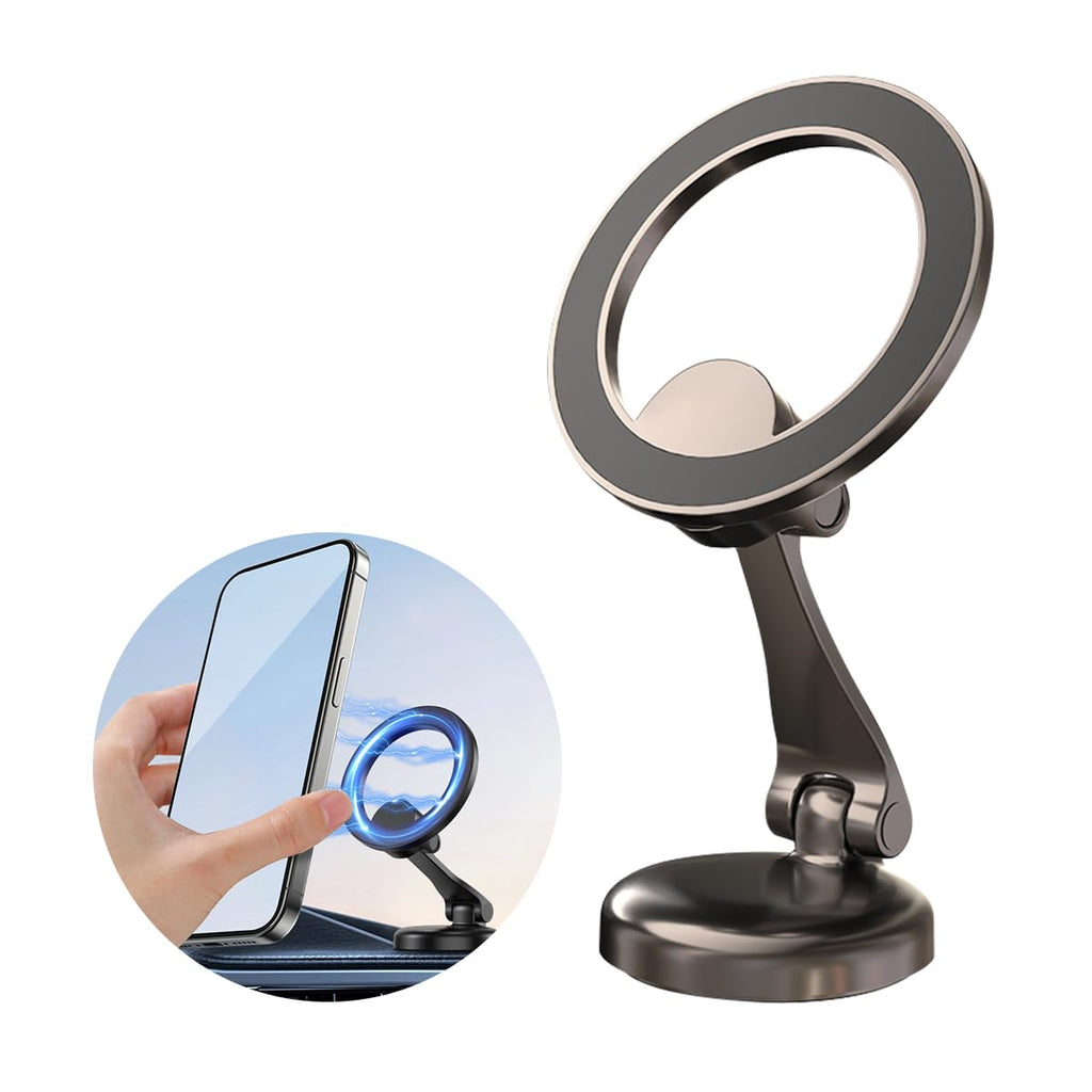 Osilly Car Phone Mount 360° Rotation Magnetic Vehicle Suction Cell Phone Holder Hands Free Automotive Dashboard Smartphone Bracket Accessories Universal for SUV Sedan Truck (Gun Color)